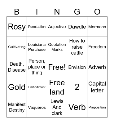 ELA Bingo Card