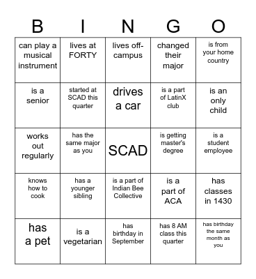 Find someone who... Bingo Card