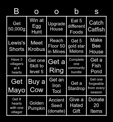 Stardew Bingo Card