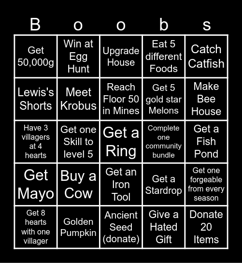 Stardew Bingo Card
