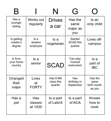 Untitled Bingo Card