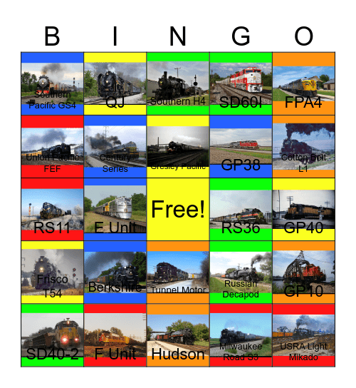 Illinois Railroads Bingo Card