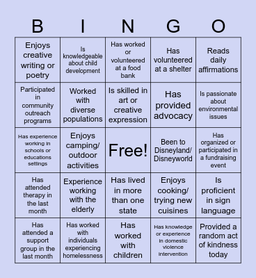 ICEBREAKER Bingo Card