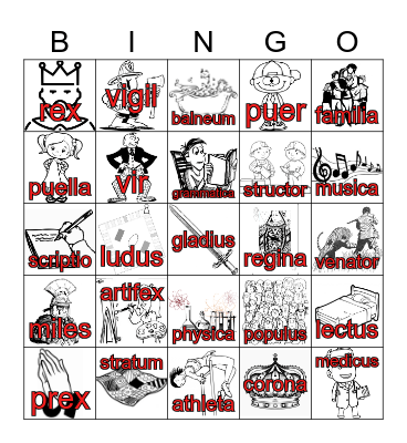 LATIN NOUNS I Bingo Card