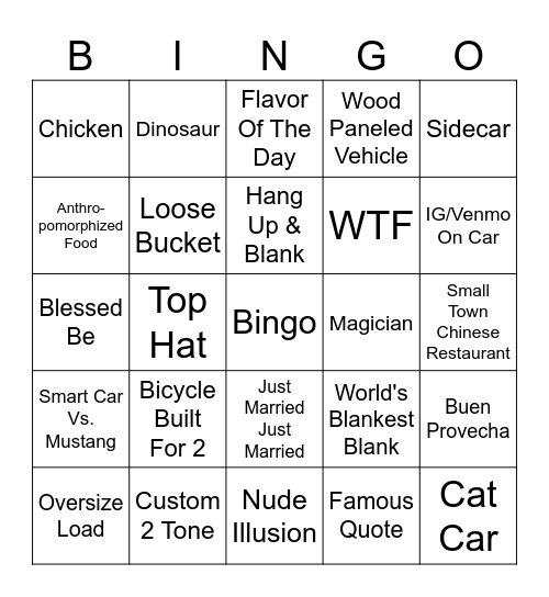 Road Bingo 2223 Bingo Card