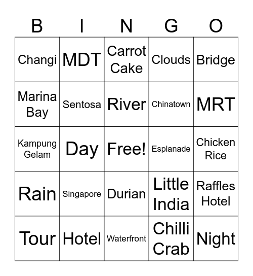 Monster Day Tours Bingo Card