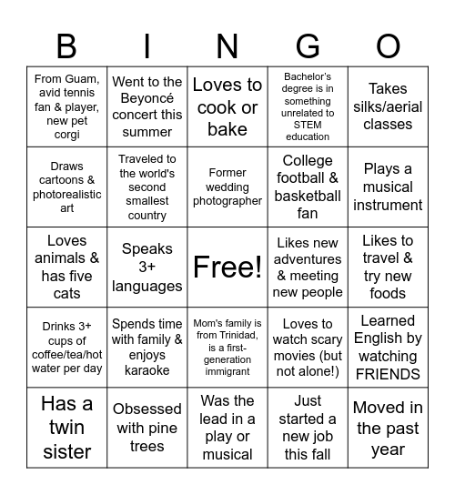 Scholar Bingo Card