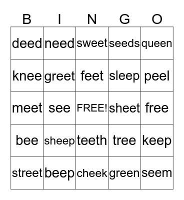 EE Bingo Card