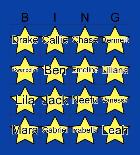 Back to School Bash Bingo Card