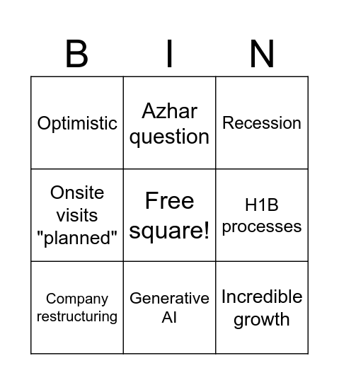 Ellicium Open House Bingo Card