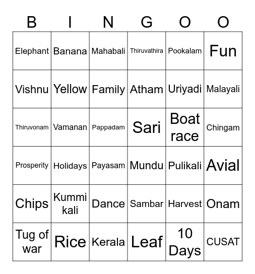 ഓണപ്പൂരം‌‌‍ 23 Bingo Card