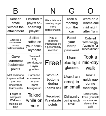 Payrix India BINGO Party Bingo Card