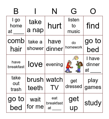 DAILY ROUTINE- SCHOOL Bingo Card