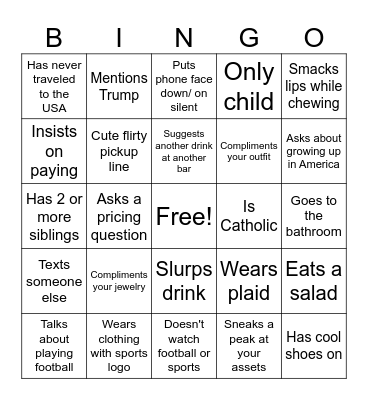AUDREY DATE BINGO Card