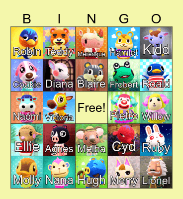 Animal Crossing Bingo Card