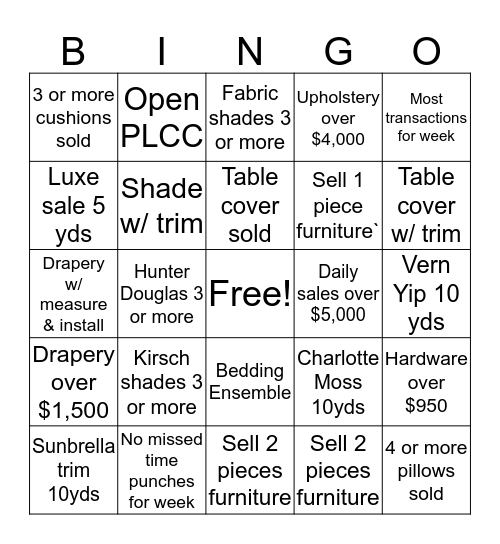 March Sale Bingo Card