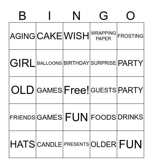 BIRTHDAY BINGO Card