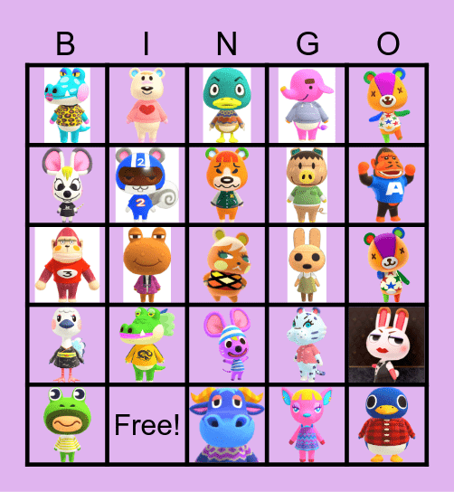Animal crossing Bingo Card