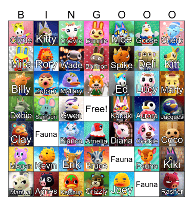Animal Crossing Bingo Card