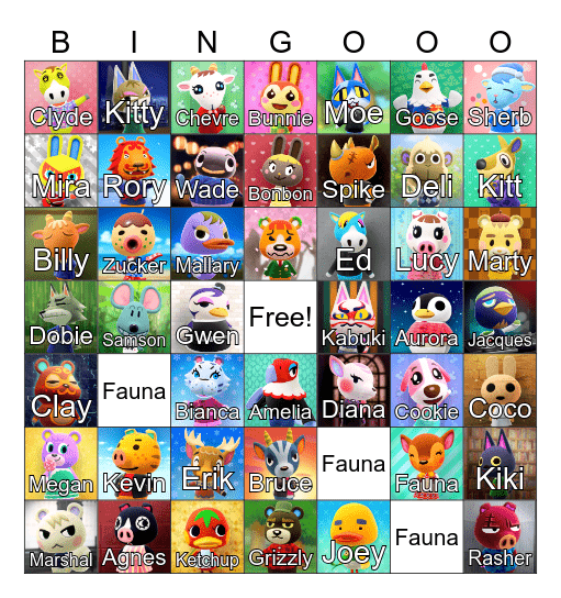 Animal Crossing Bingo Card