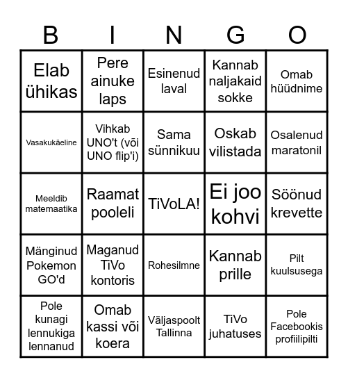 TiVoLA! Bingo Card