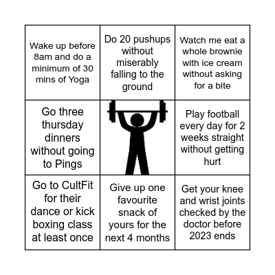 FIT-O! Bingo Card