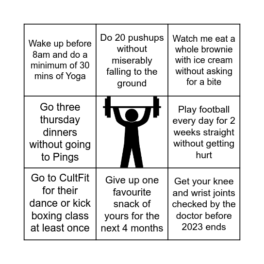 FIT-O! Bingo Card