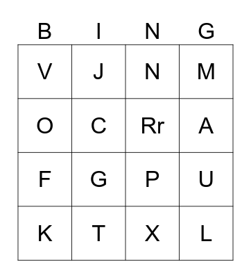 SPANISH ALPHABET Bingo Card