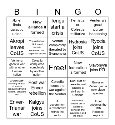 A1-0 next 15 years bingo Card