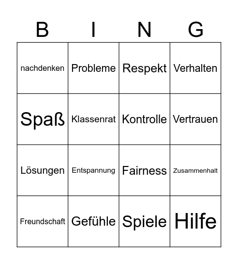 Sozialtraining Bingo Card