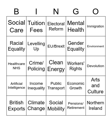 Policy Bingo Card