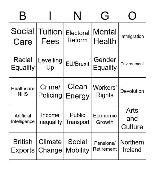 Policy Bingo Card