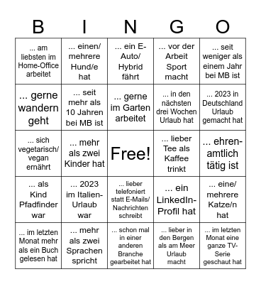 Finde eine Person, die... Bingo Card
