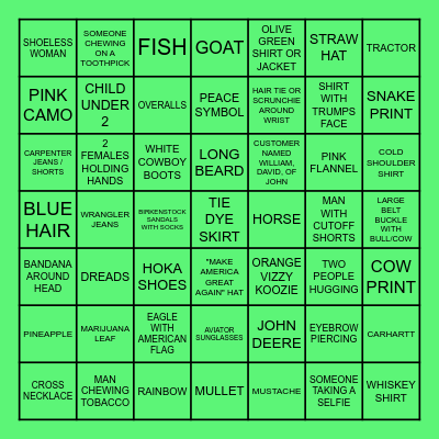 FARM AID BINGO Card