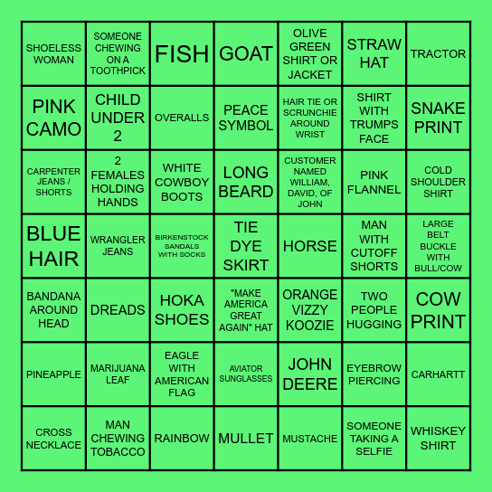 FARM AID BINGO Card