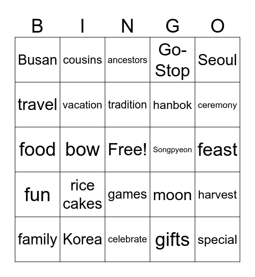 Chuseok Bingo Card