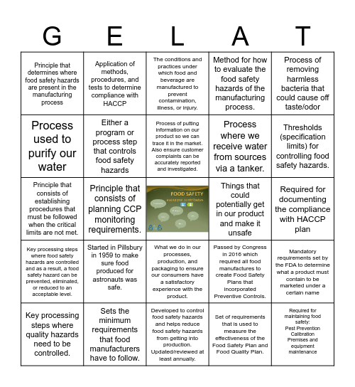 Gelato Fino "GMP" Bingo Card