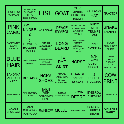 FARM AID BINGO Card