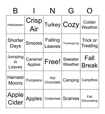 Autumn is here! Bingo Card