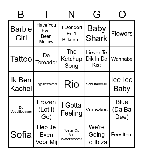 De Allerfoutste Muziekbingo Card