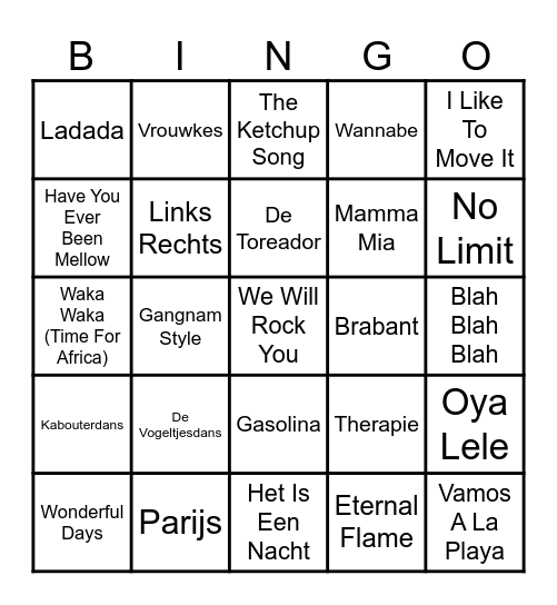 De Allerfoutste Muziekbingo Card
