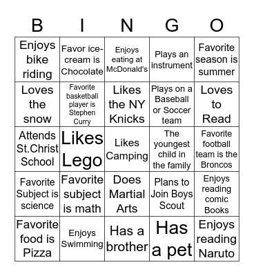 GETTING TO KNOW WEBELOS I Bingo Card