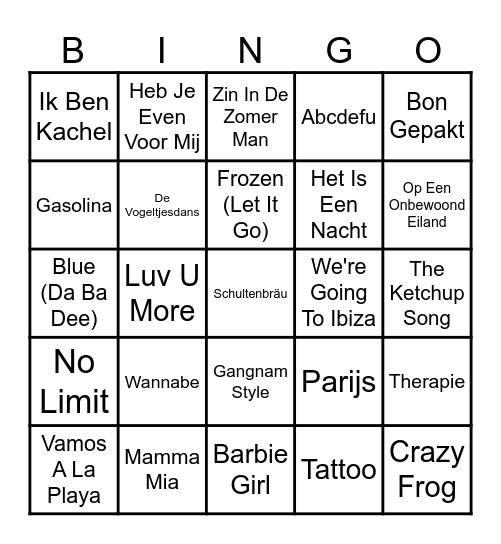 De Allerfoutste Muziekbingo Card