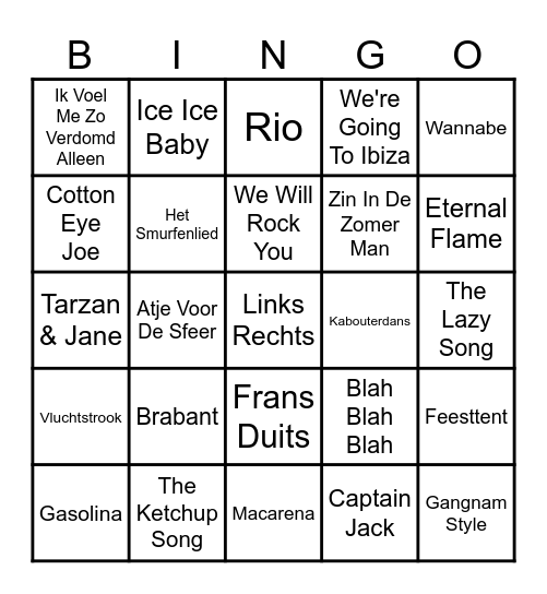 De Allerfoutste Muziekbingo Card