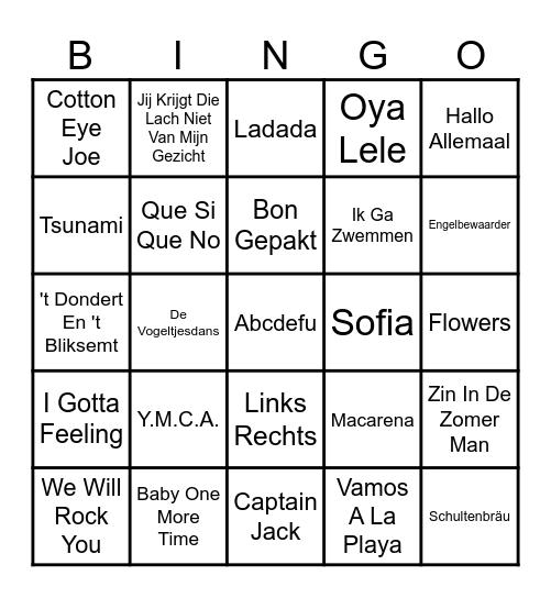 De Allerfoutste Muziekbingo Card