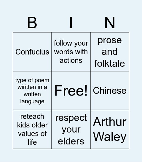 The Analects Bingo Card