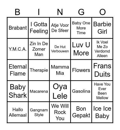 De Allerfoutste Muziekbingo Card