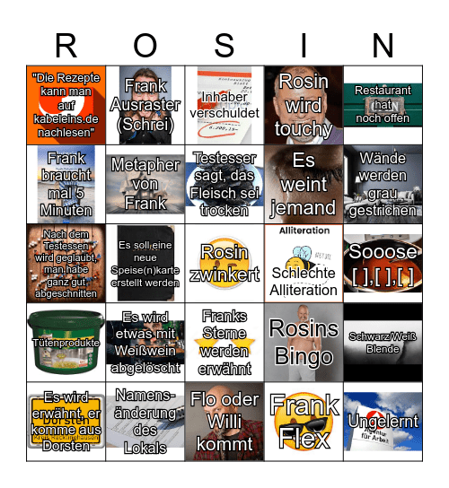 Rosin Bingo Card