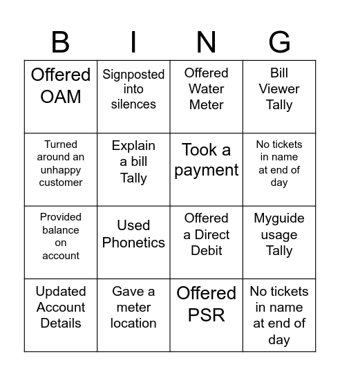 Untitled Bingo Card
