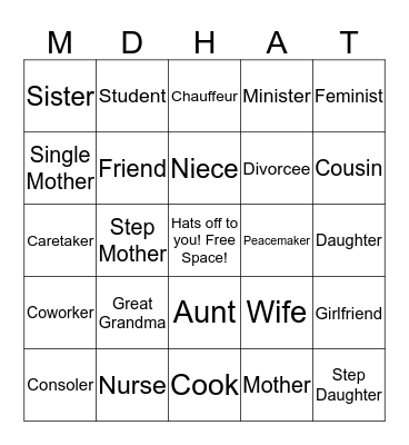 Mad Hatter Bingo Card